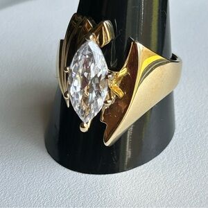 PalmBeach Yellow Gold Ion-Plated Marquise Cut Cubic Zirconia ring size 11